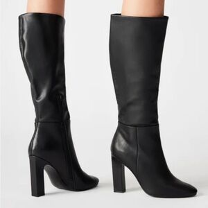 Steve Madden Archers black leather heel boots size 9.5 used